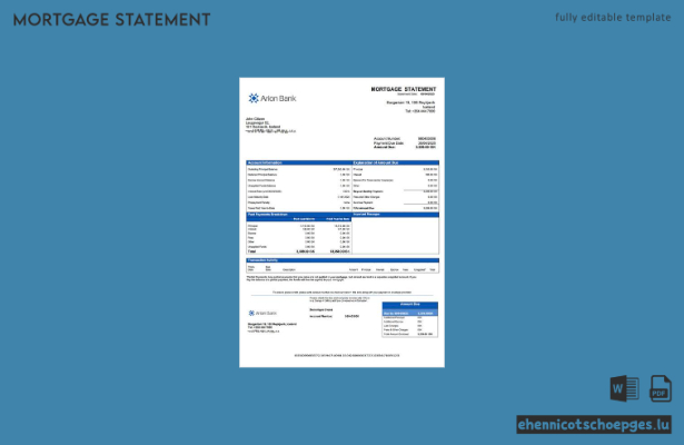 Beispiel eines Hypothekenauszugs der Arion Bank in Island (Word- und PDF-Datei)